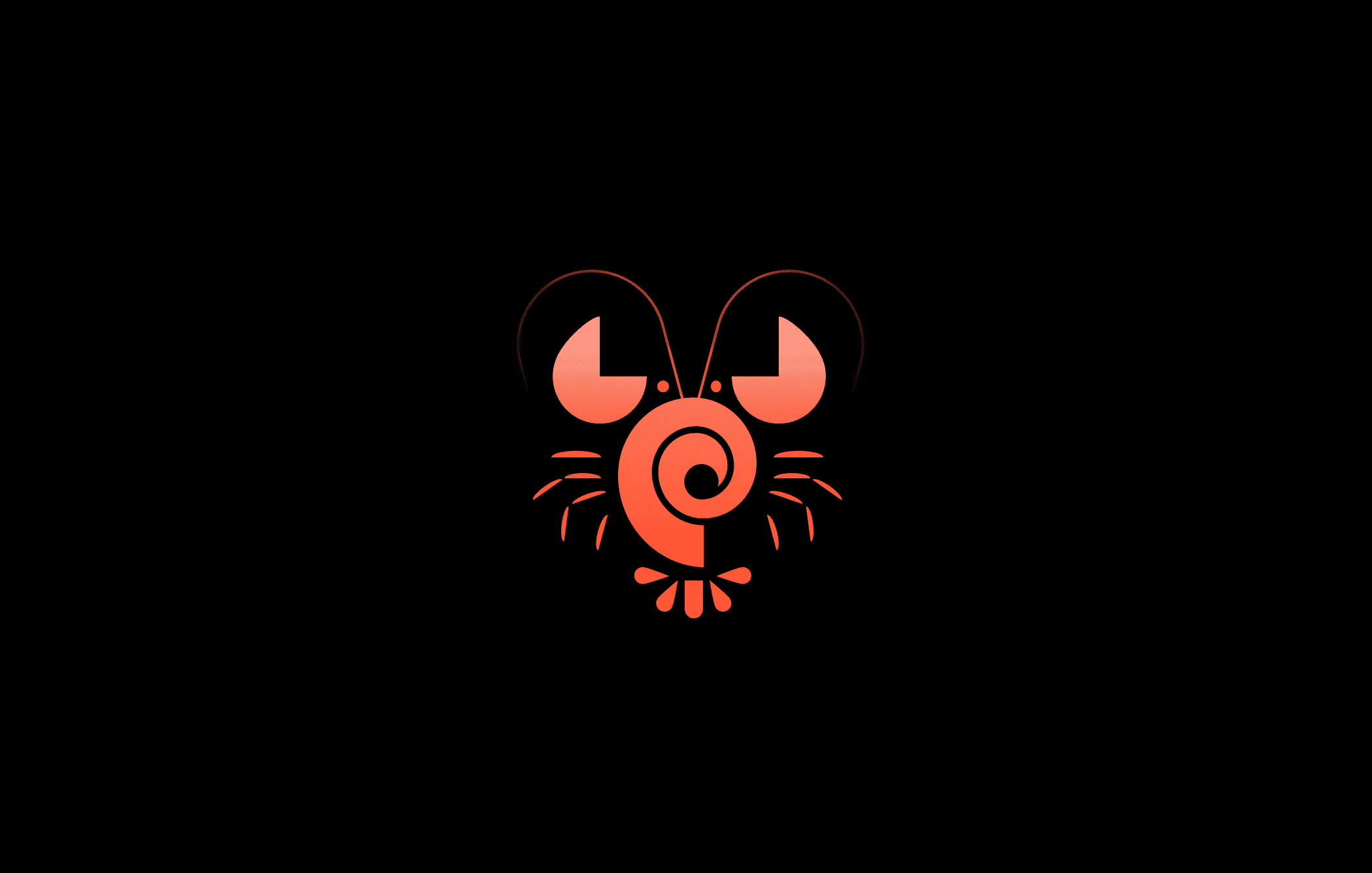Abstract geometric illustration of a crayfish in coral gradient on a black background, representing OpenClaw.